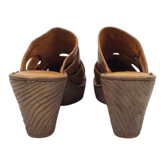 Born Pollina Clog Mule Womens Size 9 M Block Heel Platform Brown Leather Woven - Picture 4 of 16